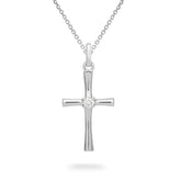 White Gold & Diamond Cross Pendant - Dracakis Jewellers